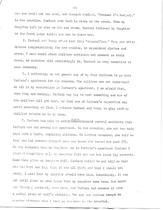 Affidavit of Sandra LaBombard (neighbor of Barbara Kurth) 09/17/79 Page 2 of 3