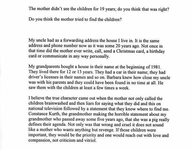 Letter from Stephen Fagan's Niece