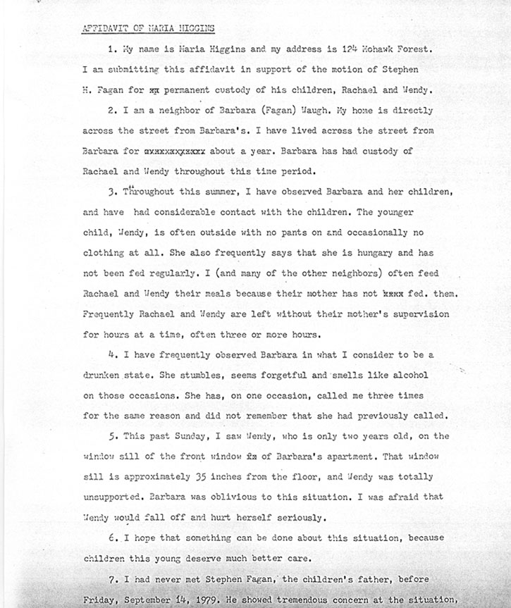Affidavit of Maria Higgins (neighbor of Barbara Kurth) 09/17/79 Page 1 of 2