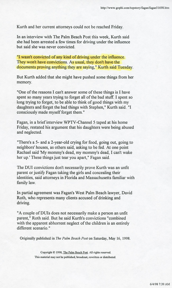 Palm Beach Post 05/16/98 Page 1 of 1