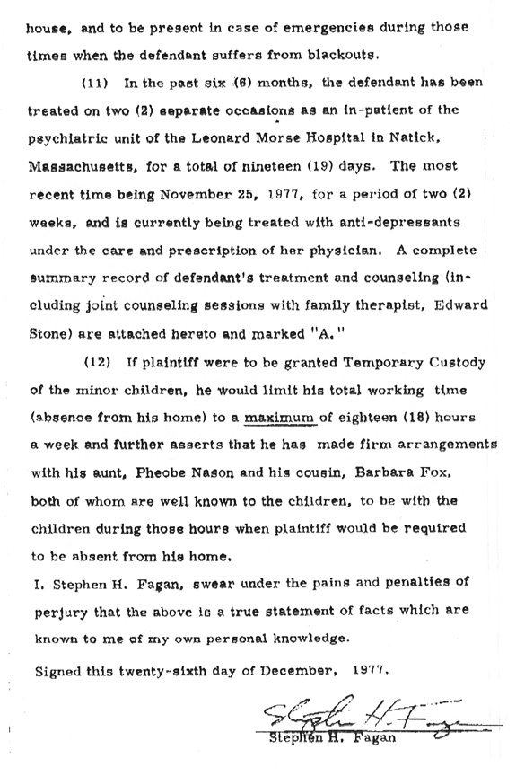 Stephen Fagan Affidavit for Custody 12/26/77 page 4 of 4